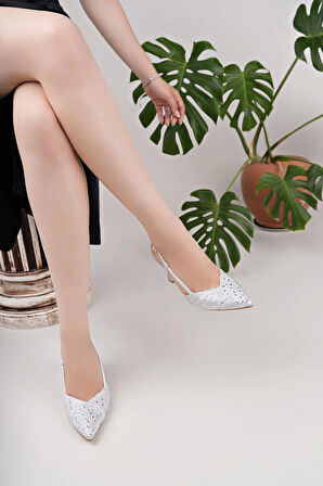 Nesil Shoes Uraz 720 Gümüş Taşlı Topuklu Kadın Sandalet
