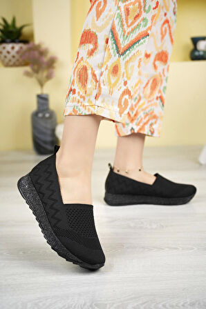 Nesil shoes Aky 055 Siyah Triko Yazlık Kadın Ayakkabı