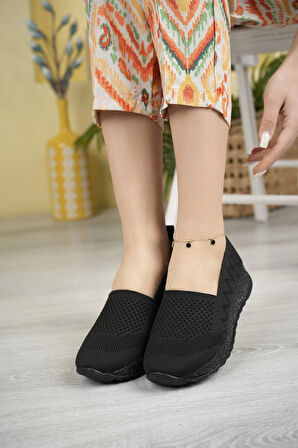 Nesil shoes Aky 055 Siyah Triko Yazlık Kadın Ayakkabı