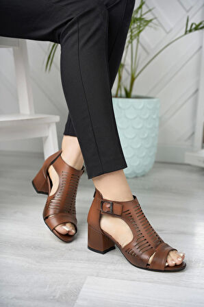 Nesil Shoes Conf 111 Taba Fermuarlı Yazlık Kadın Ayakkabı