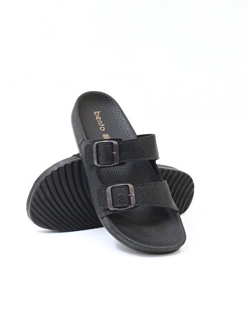 Bento 43001 Siyah Çift Tokalı Anatomik Unisex Terlik