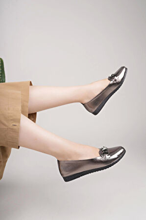 Nesil Shoes Mhd 68 Platin Taşlı Günlük Kadın Babet