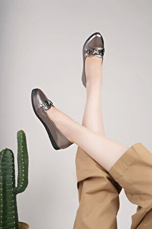 Nesil Shoes Mhd 68 Platin Taşlı Günlük Kadın Babet