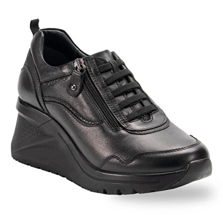 Forelli Zeyem 27913 Siyah Hakiki Deri Dolgu Kadın Ayakkabı