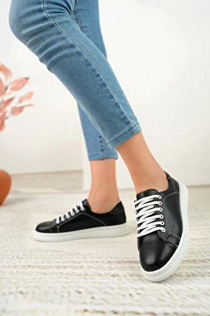 Nesil Shoes Syg P55 Siyah Hakiki Deri Kadın Ayakkabı