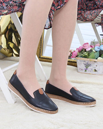 Nesil Shoes Syg P01 Siyah Hakiki Deri Kadın Ayakkabı