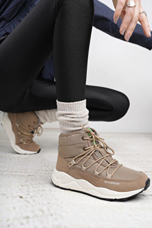 Benetton 11156 Bej Su Geçirmez Kürklü Kadın Spor Bot