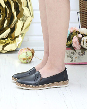 Nesil Shoes Syg P51 Siyah Hakiki Deri Kadın Ayakkabı