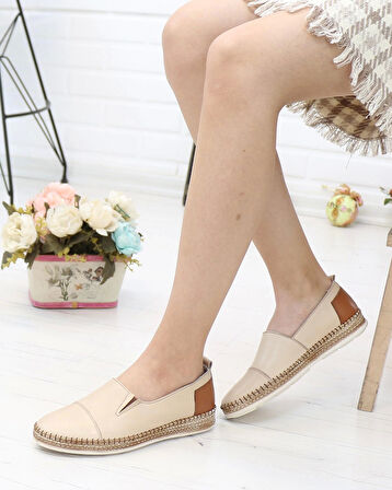 Nesil Shoes Syg P41 Bej Hakiki Deri Kadın Ayakkabı