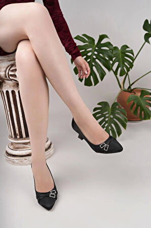 Nesil Shoes Bln 830 Siyah Kumaş Topuklu Kadın Ayakkabı
