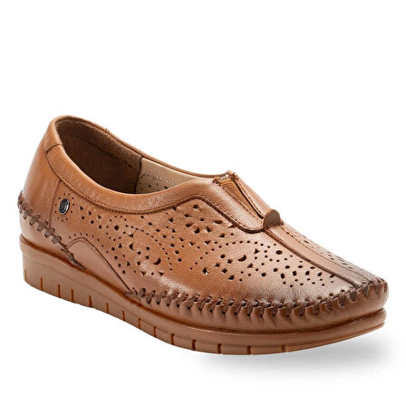 Forelli Twin 23409 Taba Delikli Hakiki Deri Kadın Ayakkabı