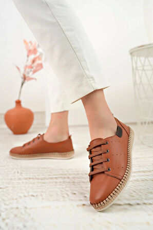 Nesil Shoes Syg P38 Taba Hakiki Deri Kadın Ayakkabı
