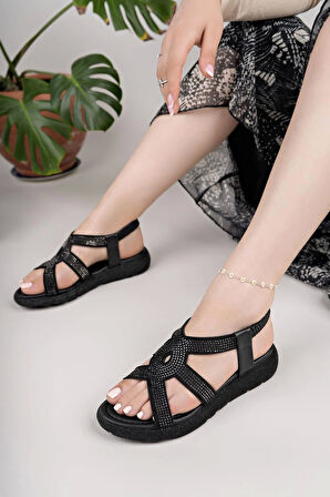 Nesil Shoes Mv 071 Siyah Anatomik Kadın Sandalet
