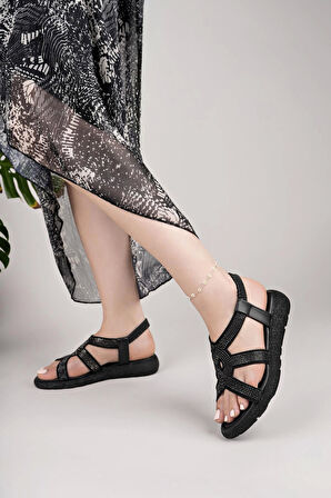 Nesil Shoes Mv 071 Siyah Anatomik Kadın Sandalet