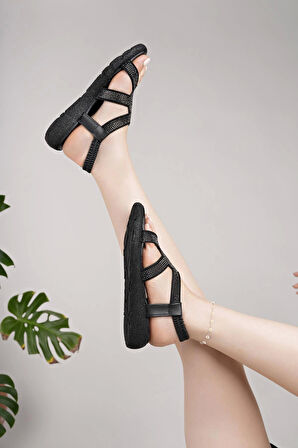 Nesil Shoes Mv 071 Siyah Anatomik Kadın Sandalet