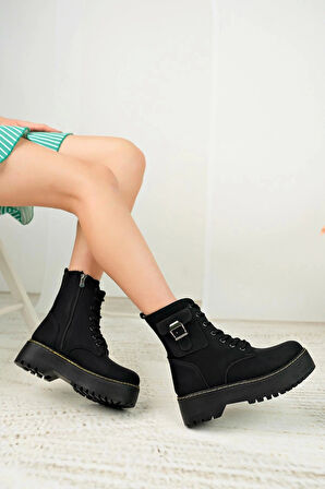 Nesil Shoes İfs 777 Siyah Fermuarlı Kadın Bot