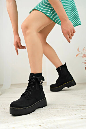 Nesil Shoes İfs 777 Siyah Fermuarlı Kadın Bot