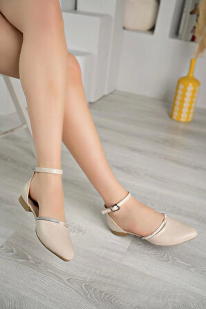 Nesil Shoes Ceylan 204 Ten Taşlı Kadın Karnıyarık Babet