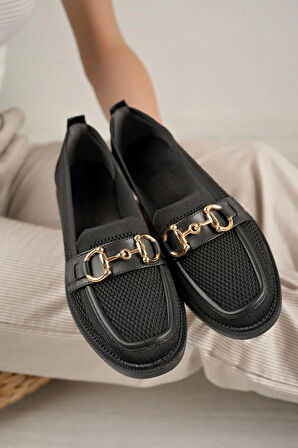 Nesil Shoes Palm 05 Siyah Triko Makosen Kadın Ayakkabı