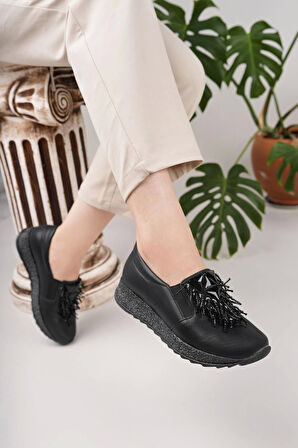 Nesil shoes Sdf 332 Siyah Kristal Taşlı Kadın Ayakkabı