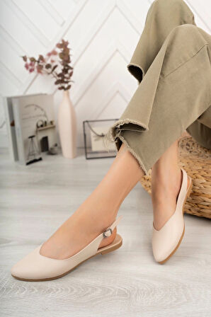 Kadın Misty Krem Cilt Arkası Acık Sivri Burun Günlük Babet