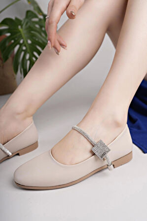 Nesil Shoes Swell 20820 Ten Tokası Taşlı Kadın Babet