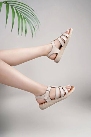 Nesil Shoes Mv 904 Krem Anatomik Kadın Sandalet