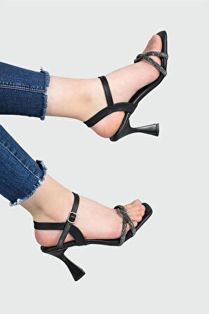 Kadın Taşlı Dress Siyah Topuklu Ayakkabı Stiletto