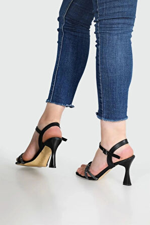 Kadın Taşlı Dress Siyah Topuklu Ayakkabı Stiletto