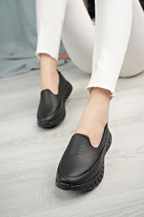 Nesil Shoes Dvm 810 Siyah Cilt Faylon Taban Kadın Yürüyüş Ayakkabısı