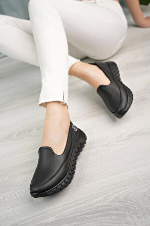 Nesil Shoes Dvm 810 Siyah Cilt Faylon Taban Kadın Yürüyüş Ayakkabısı
