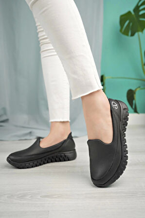 Nesil Shoes Dvm 810 Siyah Cilt Faylon Taban Kadın Yürüyüş Ayakkabısı