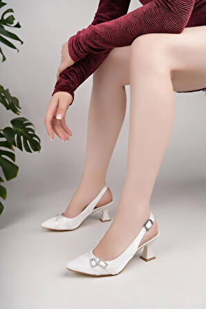 Nesil Shoes Bln 860-1 Sedef Kumaş Topuklu Kadın Sandalet