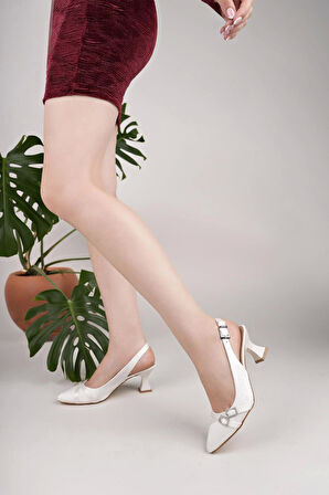Nesil Shoes Bln 860-1 Sedef Kumaş Topuklu Kadın Sandalet