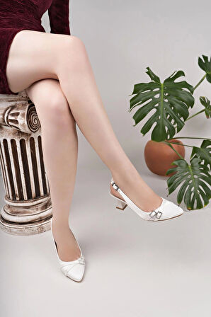 Nesil Shoes Bln 860-1 Sedef Kumaş Topuklu Kadın Sandalet