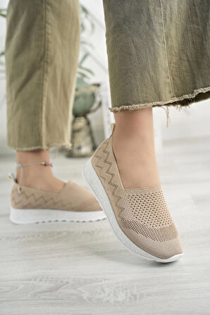 Nesil shoes Aky 055 Nude Triko Yazlık Kadın Ayakkabı