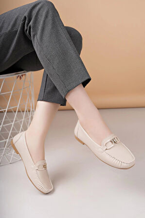 Nesil Shoes Neyna Rk45 Bej Günlük Kadın Babet