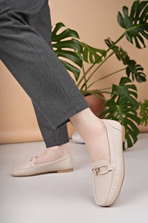 Nesil Shoes Neyna Rk45 Bej Günlük Kadın Babet