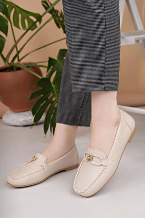 Nesil Shoes Neyna Rk45 Bej Günlük Kadın Babet