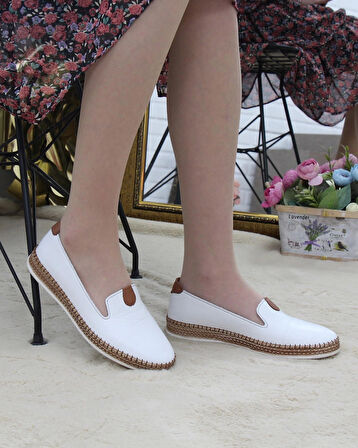 Nesil Shoes Syg P01 Beyaz Hakiki Deri Kadın Ayakkabı