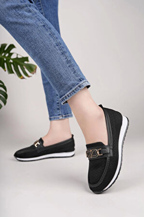 Nesil Shoes Wiss 0272 Siyah Triko Örgü Kadın Ayakkabı