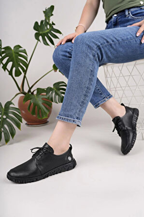 Mammamia D25YA 85 Siyah Hakiki Soft Deri Kadın Ayakkabı