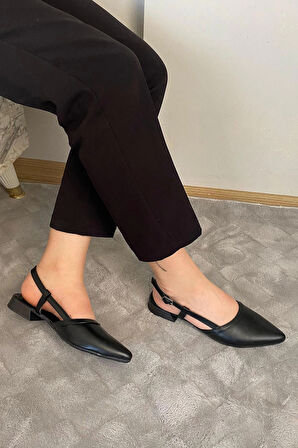 Kadın Tena Bej Keten Arkası Acık Sivri Burun Günlük Babet