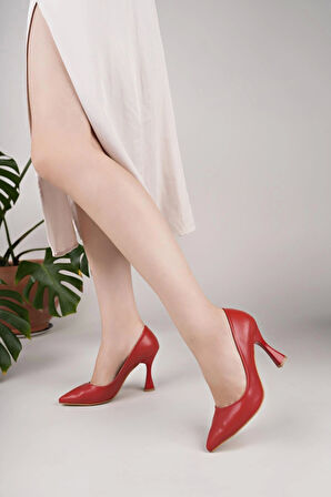 Nesil Shoes Özma 499 Kırmızı Topuklu Kadın Stiletto