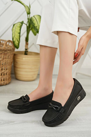 Nesil Shoes Nstar 403 Siyah Kot Anatomik Günlük Kadın Ayakkabı