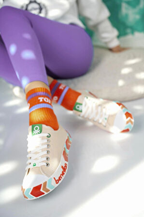Benetton 30620 Bej Kısa Kadın Sneakers