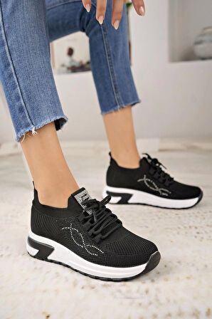 Nesil Shoes Lady 3002 Siyah Triko Kadın Sneakers