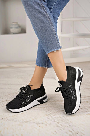 Nesil Shoes Lady 3002 Siyah Triko Kadın Sneakers