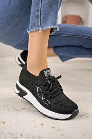 Nesil Shoes Lady 3002 Siyah Triko Kadın Sneakers