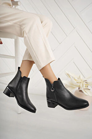 Castle Black 9780-1 Siyah Hakiki Deri Kışlık Kadın Bot